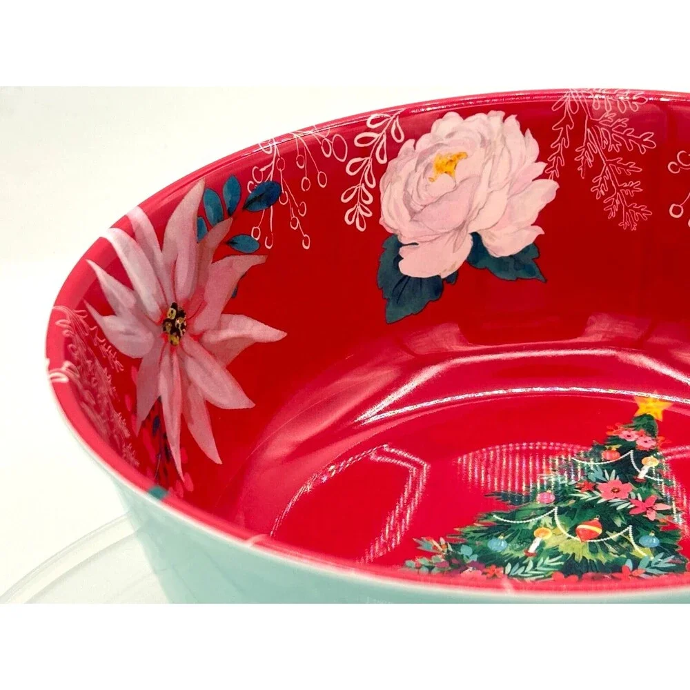 Pioneer Woman 100% Melamine Textured Holiday Bowl Textured Christmas Tree Flower